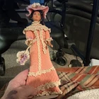 Vintage Barbie Doll With Pink & White Handmade Crochet Dress Hat & Basket flower