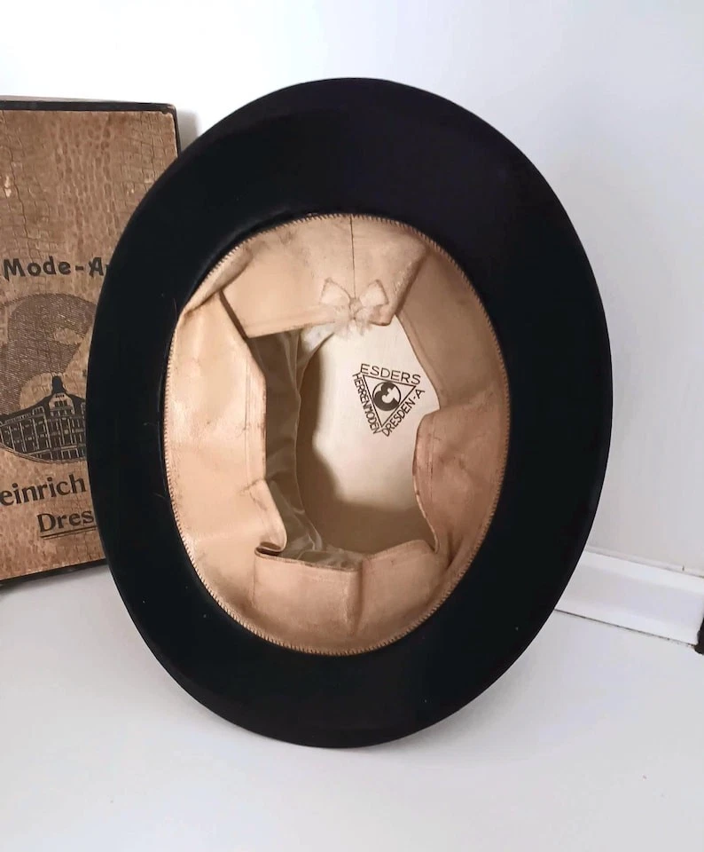 Sombrero de copa plegable sombrero de seda Opera 1900 Alemania Hatbox lujo talla M Foto 4 de 4