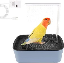 Parrot Bathtub Bathing Pool, Automatic ABS Bird Bath Shower w/Circulating Faucet