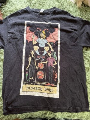 Destroy Boys Band Shirt Mens Large Black Short Sleeve Graphic Tee Rock Music