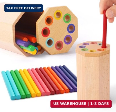Montessori Toys for 1-3 Year Old: Wooden Learning Color Sorting Sticks Toys for