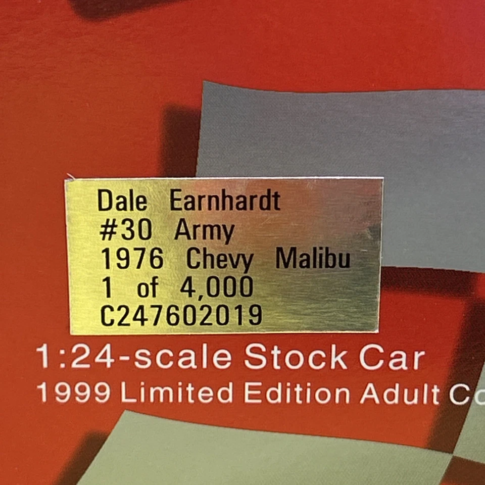 Chevy Malibu Bank 1976 Action Dale Earnhardt Army 1/24 ¡Excelente estado!! Foto 3 de 4