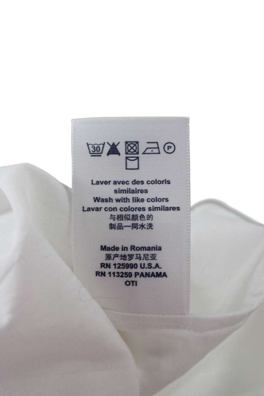 Faconnable Womens White Basic Collared Long Sleev… - image 6