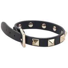 Valentino Rockstuds Leather Bracelet Women Black One Size