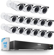 ZOSI 16CH 4K PoE Security Camera System 16 x 8MP Cameras Car Detect NVR with 4TB