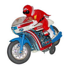 Scarce Working 1970s Japanese Tin B/O Motorcycle - Himitsu Sentai Gorenger