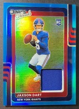 2025 Panini Donruss Optic Jaxson Dart Threads Neon Blue Prizm MEM RC Giants