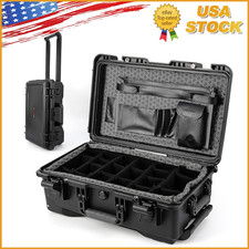 Heavy Duty Waterproof Rolling Camera Case for Travel with Padded Dividers,Wheels