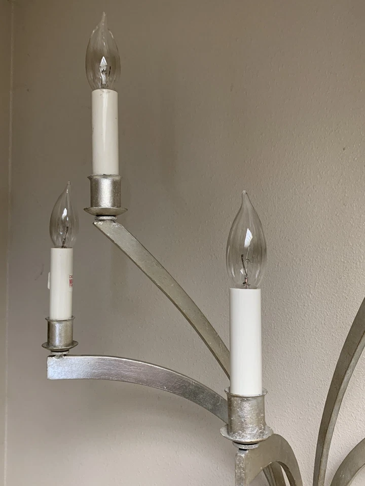 Aplique de pared de cinco luces Currey & Company 5020 Galaxy hoja de plata NUEVO Foto 3 de 4