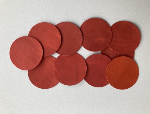 Mix Shades Leather Coasters, Ø 10 cm Round. Set of 10 Drinks Mats - Picture 7 of 13