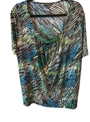 George Beaded Multicolor Polyester Spandex Blouse Women s Size 2XL