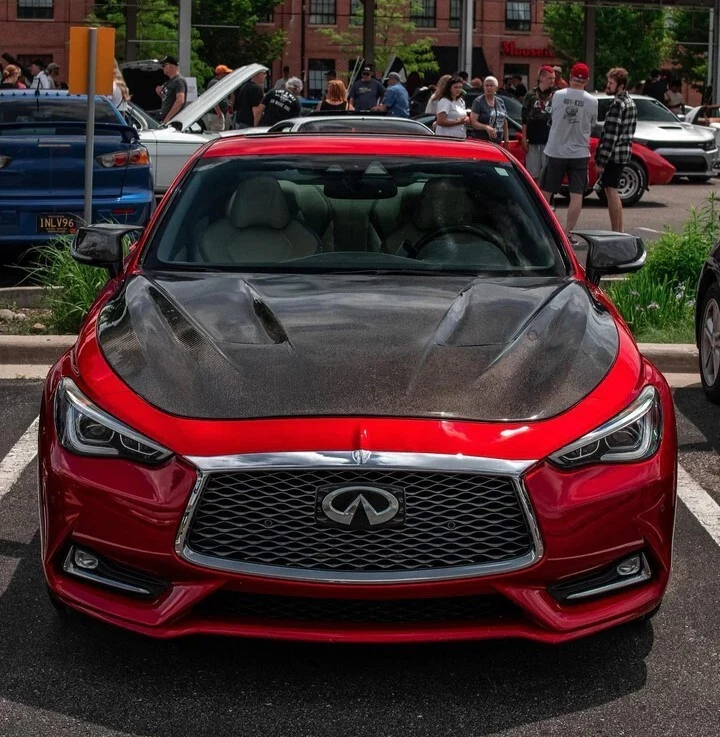 2016-2023 Infiniti Q60 coupe 2door SS style vented Carbon Fiber Hood - Image 2 of 4