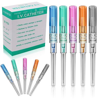 10/25/50pcs Sterilized Cannula Body Piercing Catheter Needle 14G 16G 18G 20G 22G