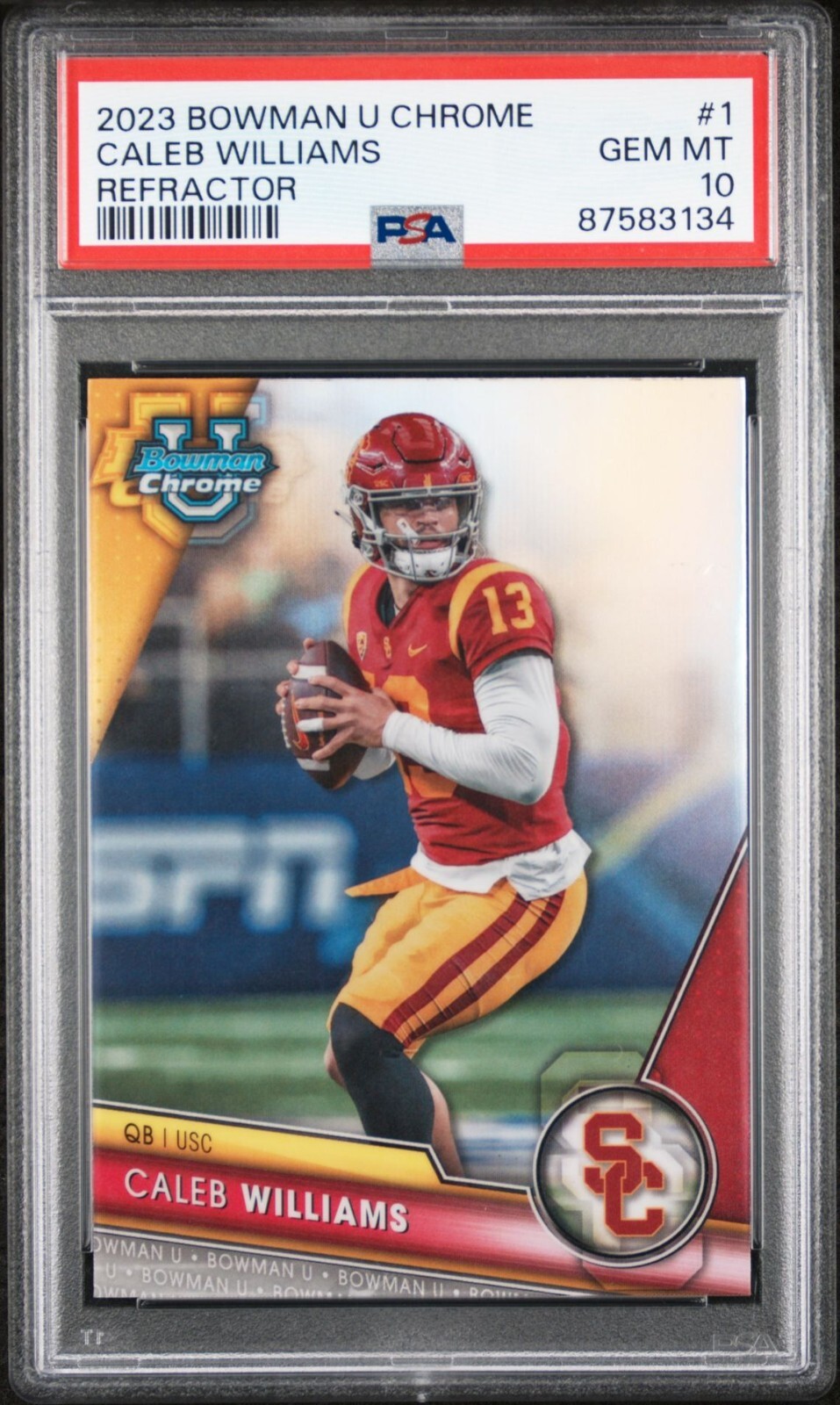 2023 Bowman University Chrome Caleb Williams Refractor - PSA 10