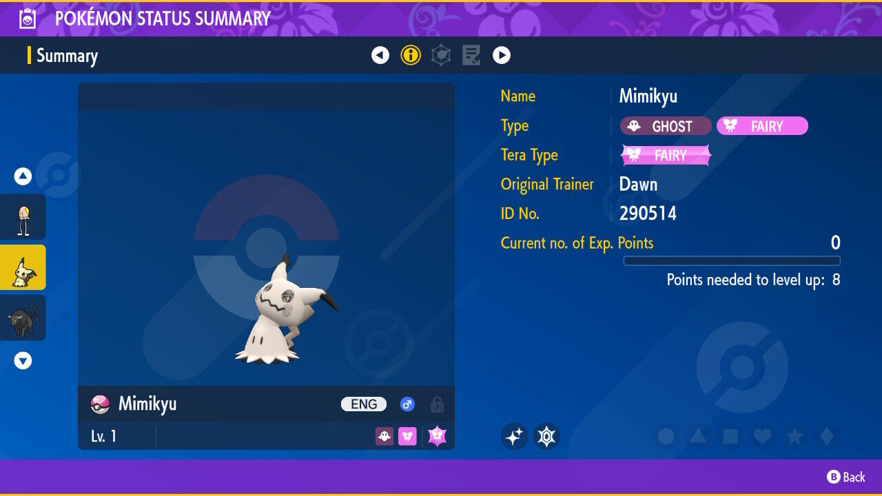 Shiny Mimikyu on Sword and Shield after 289 eggs