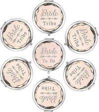 Pack of 7 Compact Pocket Makeup Mirrors Set Include 1 Bride to Be Champagne