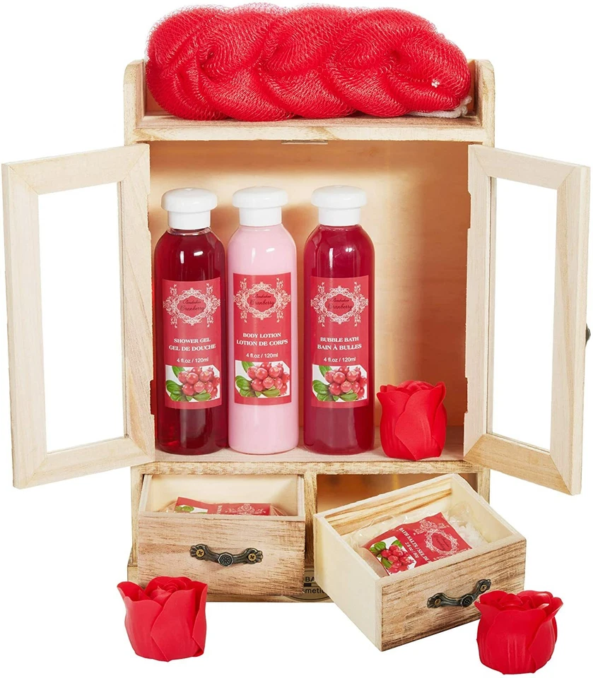 Damen Beauty Geschenkset 10-tlg Badeset Körperpflege Set im Holzschrank 29x19 cm - Bild 4 von 4