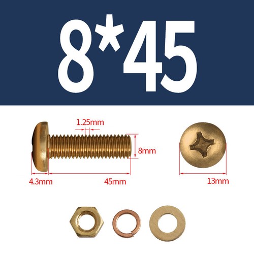 Brass Phillips Screws Bolts with Washers & Nuts Metric M3 M4 M5 M6 M8 - Picture 59 of 62