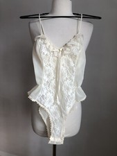 STUNNING VTG TOSCA Lingerie Ivory Chiffon Lace Teddy Romper SZ S