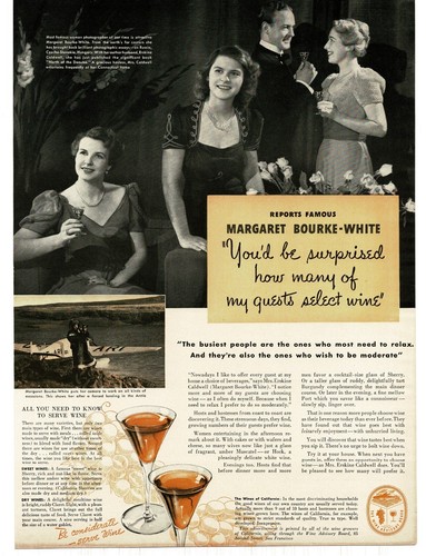 1939 California Wine Advisory Board Margaret Bourke-White Vintage Print Ad