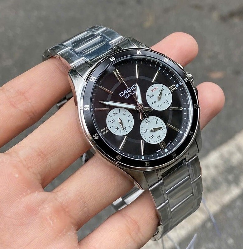 Casio MTP-1374D-1A3 Black Analog Stainless Steel Quartz