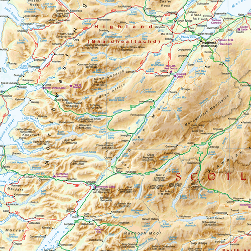 Physical Map of Scotland - Scottish Physical Wall Map, Poster of Scotland - Picture 2 of 6