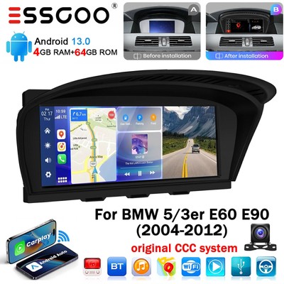 For BMW 3 & 5 Series E60 E90 CCC Radio Android13 CarPlay WIFI Car Stereo GPS CAM