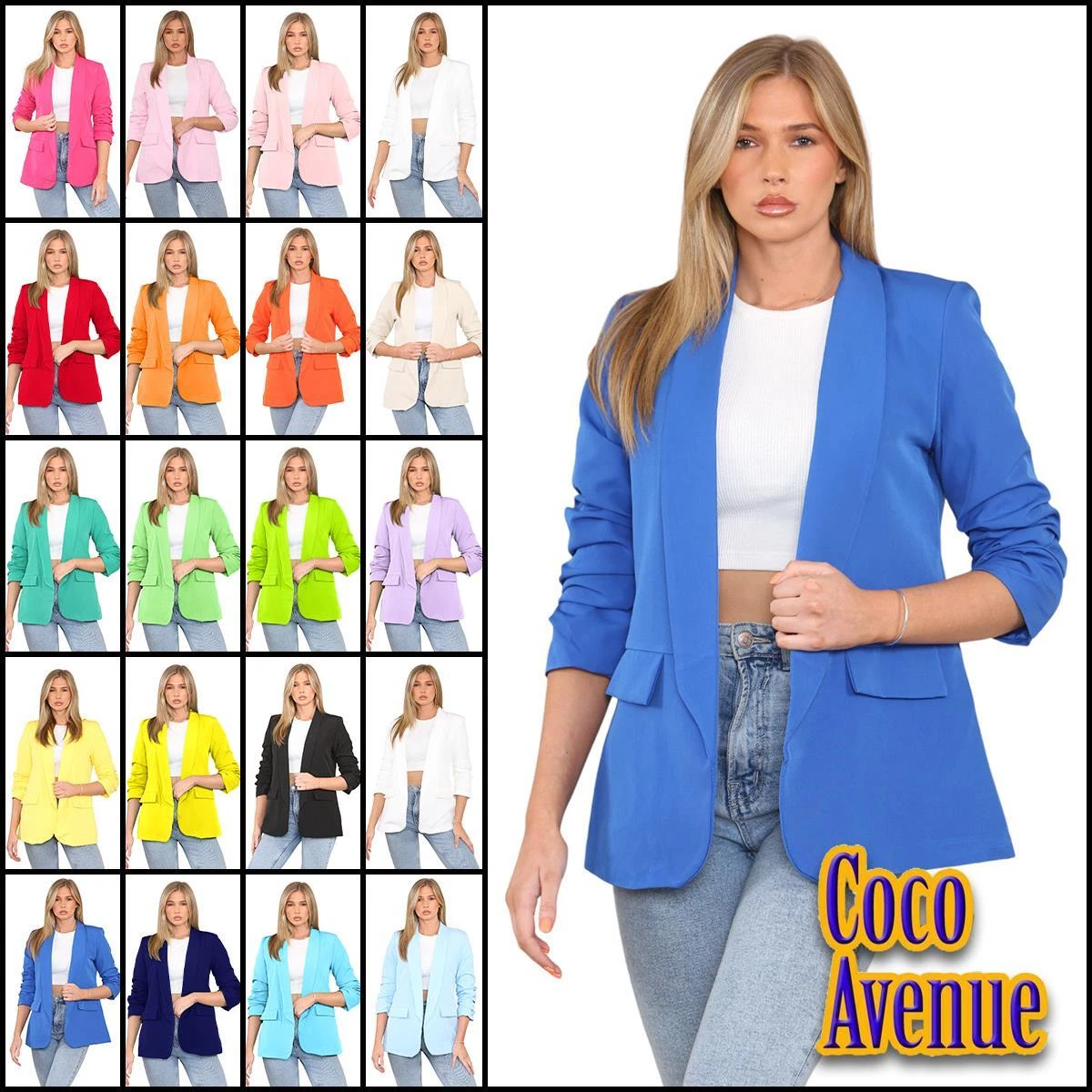 Ladies Ruched Sleeve Blazer Fully Lined Plain Collared Casual Office Jacket Top
Opens in a new windo