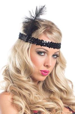 BE WICKED sequins SEQUINED feather HEADBAND flapper SHOWGIRL burlesque ACCESSORY