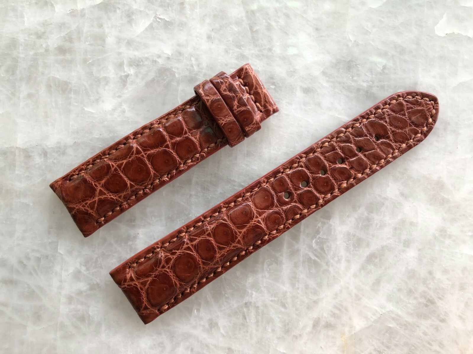 Alligator Embossed Leather Watch Strap Brown 20mm 18mm