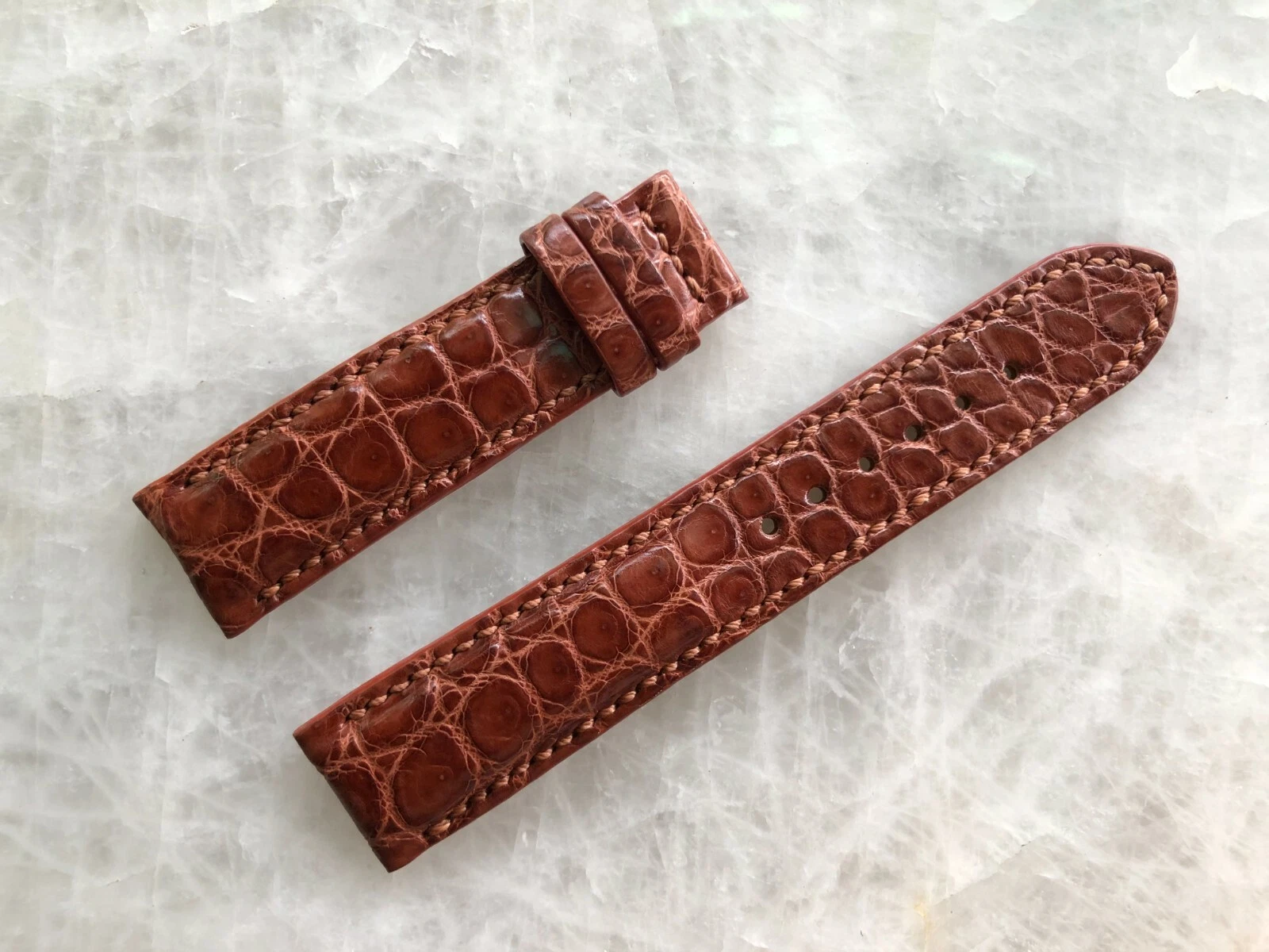 20mm/18mm Brown Alligator Crocodile Embossed Leather Watch Strap Band