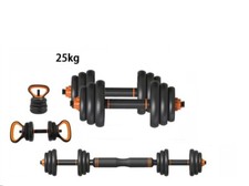 SET MANUBRI 2IN1 E DISCHI KIT PALESTRA 25KG PESI BILANCIERE FITNES A MANUBRIO