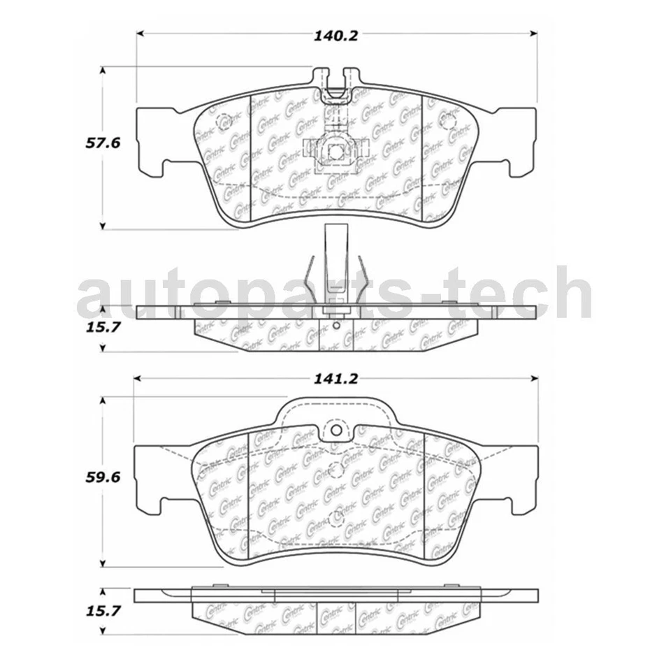 Conjunto de pastilhas de freio traseiras dianteiras Centric para Mercedes-Benz CL500 2003 2004 2005 2006 - Imagem 3 de 4