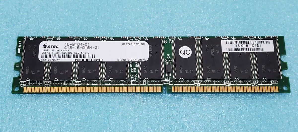 モーリスS92III STEC 256MB DDR1 PC2700 DDR-333MHZ 32X8 9CHIPS 184PIN ECC UBDIMM 15