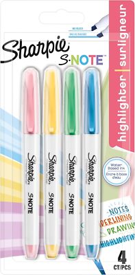 SHARPIE S-Note Textmarker, 2-in-1 Keilspitze, Pastellfarben, 4 Stk.