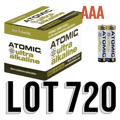 720 pack AAA Batteries Atomic Ultra Alkaline 1.5V LR03 AM4 Wholesale Bulk Lot