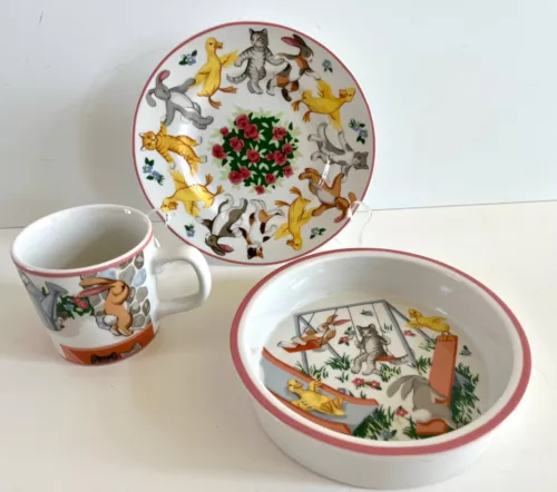 Tiffany Playground Child’s 3-Piece China Set Bowl Cup & Plate Tiffany & Co EC