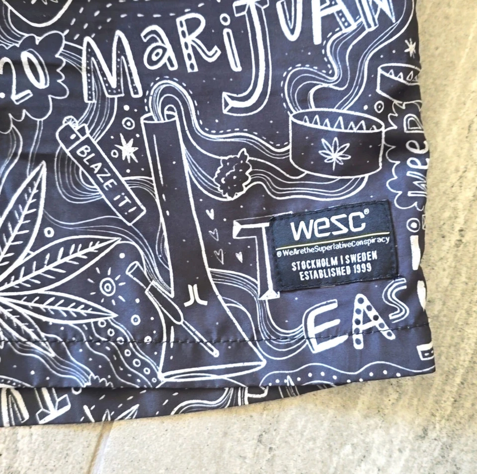 Wesc Blanco y Negro Mary Jane Be Happy Bañador Pantalones Cortos Talla S Foto 4 de 4