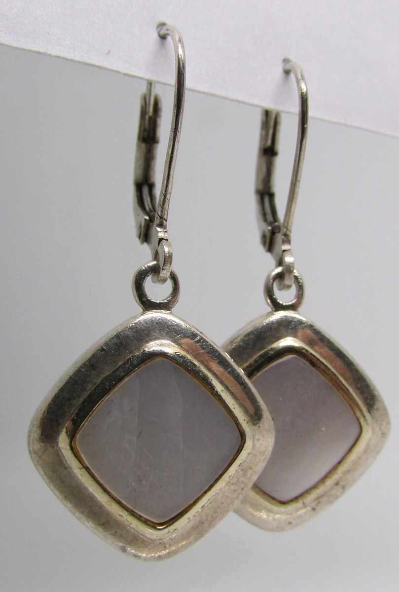 925 STERLING SILVER ECCLISSI MOTHER OF PEARL DROP PIERCED