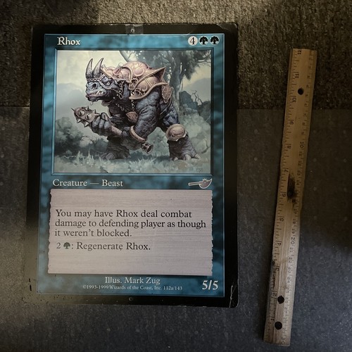 Rare 1999 MTG 9X12 Inch Rhox promotional card. Magic The Gathering