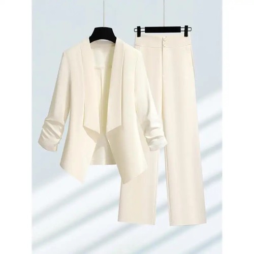 Women 2 Pieces Sets Spring Summer Blazer Pants Suit Jacket Trousers Outfits - Picture 2 of 19