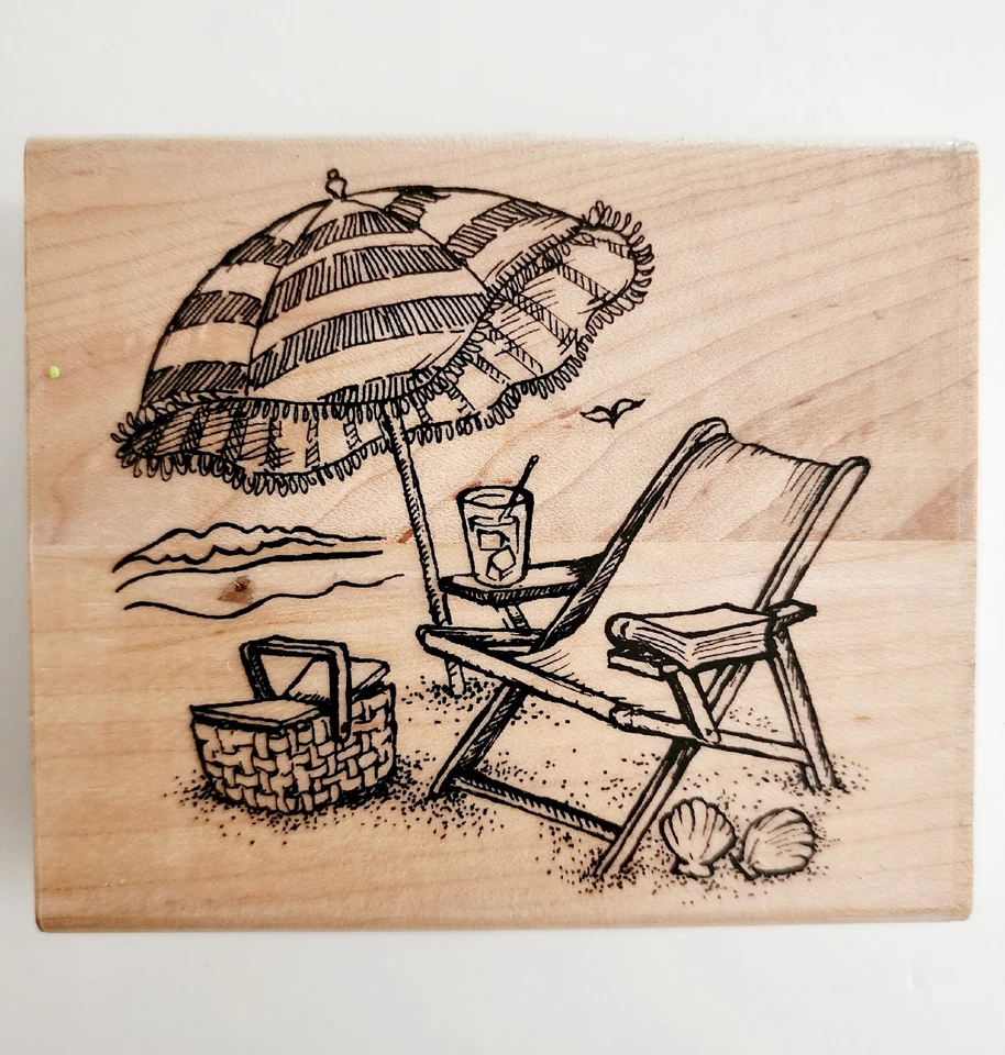 Sello de goma Inkadinkado escena de playa Bouji Lyn Bouguereau artesanías náuticas E15 Foto 2 de 4