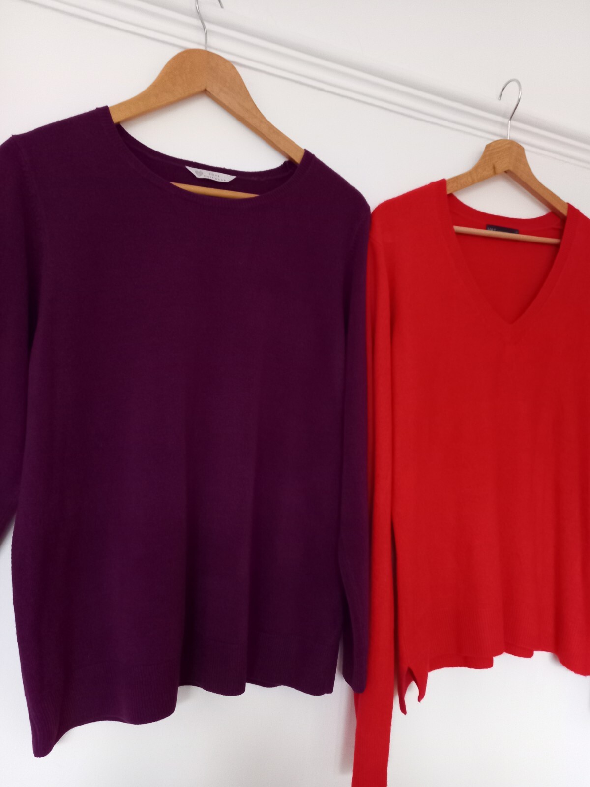 TWO LADIES JUMPERS M&S AND BHS RED AND AUBERGINE SIZE 18 eBay