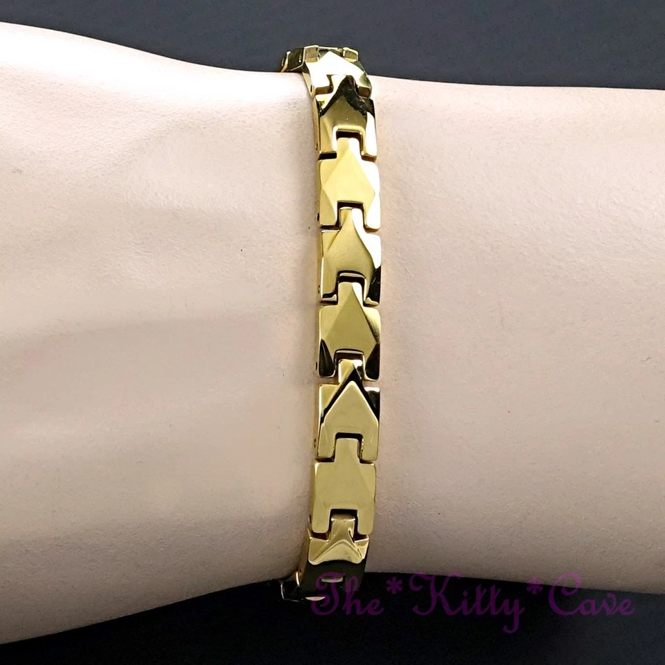 Kraftvoll Magnetisch Wolfram CTS Arthritis Schmerzen Dünn 24KGB Gold Bio Armband - Bild 3 von 4