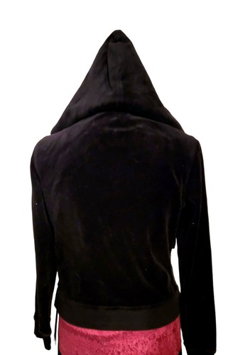 Bebe Y2K Black Velour Tracksuit Y2k Rhinestones Bedazzled Low Rise Paris Style - Picture 6 of 8
