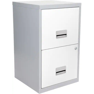 2 Drawer Filing Cabinet Pierre Henry A4 Steel Lockable Silver White Quality Ebay