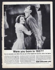 1964 NEW ENGLAND LIFE Print Ad "Were you born in 1927" Seventh Heaven - Movie