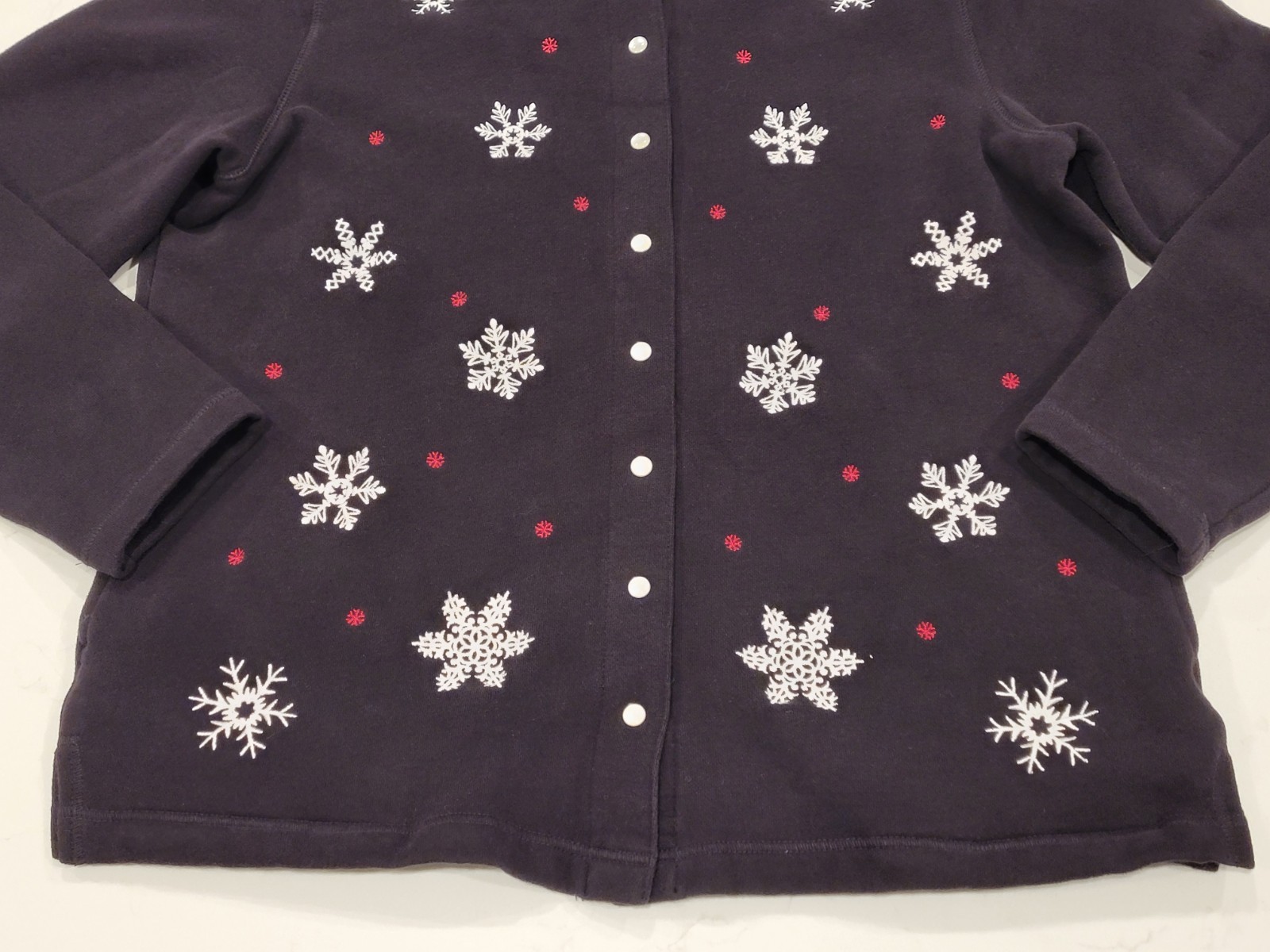 Classic Elements Snap Christmas Snowflake Cardiga… - image 3