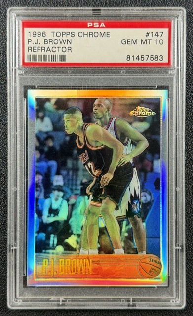 POP 6! P.J. PJ Brown PSA 10 1996 Topps Chrome #147 Refractor Heat 7583
