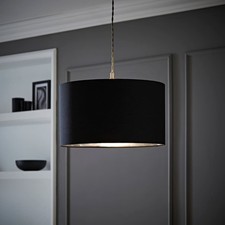 Lampshade Ceiling Light Easy Fit Lamp Shade Chrome Metallic Inner Black Drum